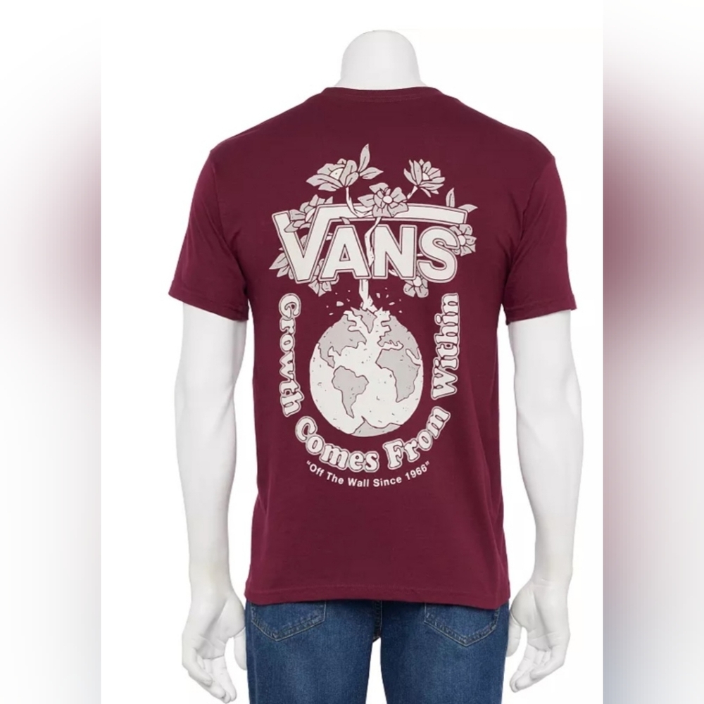 Vans Men's Maroon T-Shirt - Picture 2 of 4